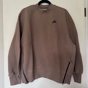 Nike Sportswear Tech Fleece Tan Oversized Crewneck Sweater